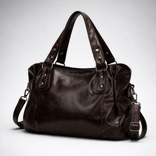 Large coffee brown vintage shoulder bag