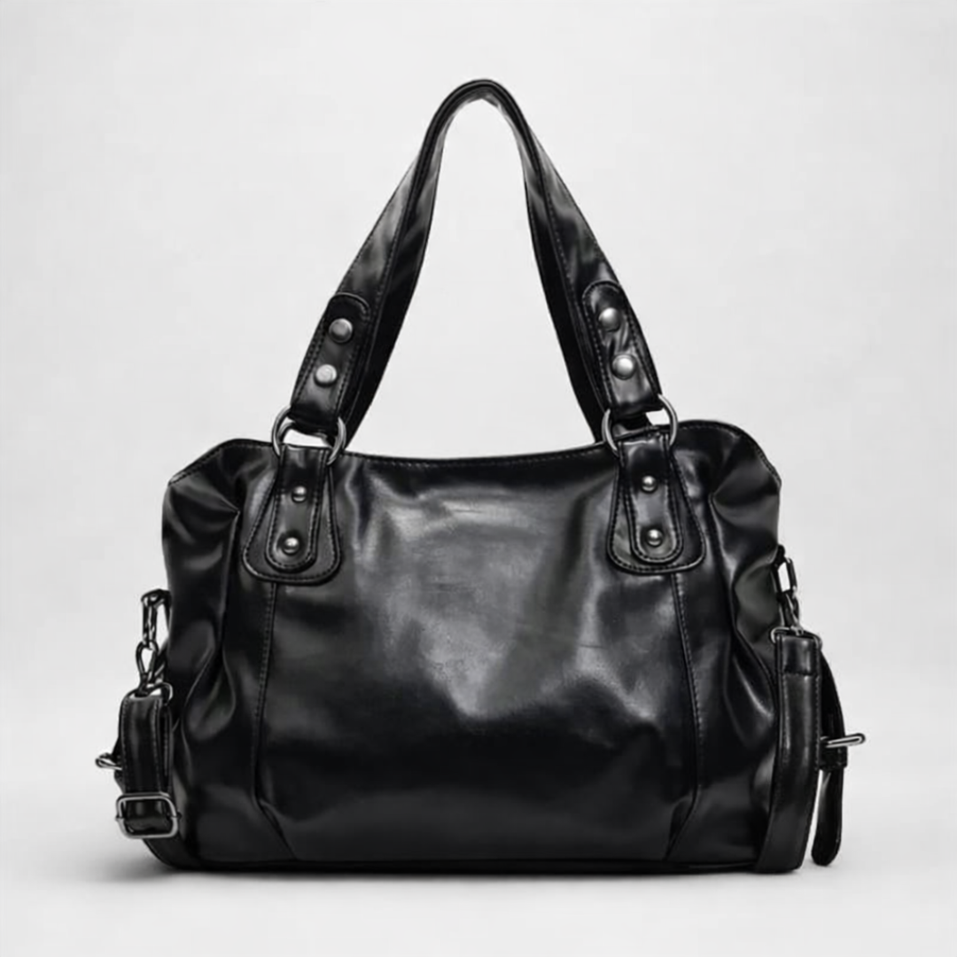 Large black vintage shoulder bag