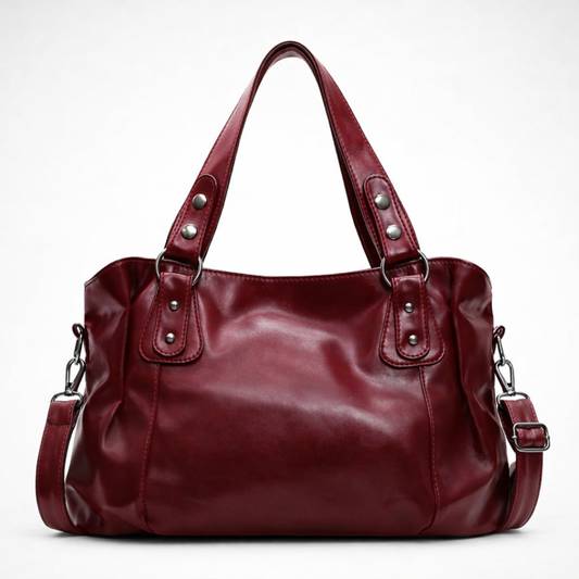Large red vintage shoulder bag