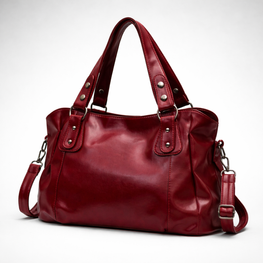 Large red vintage shoulder bag