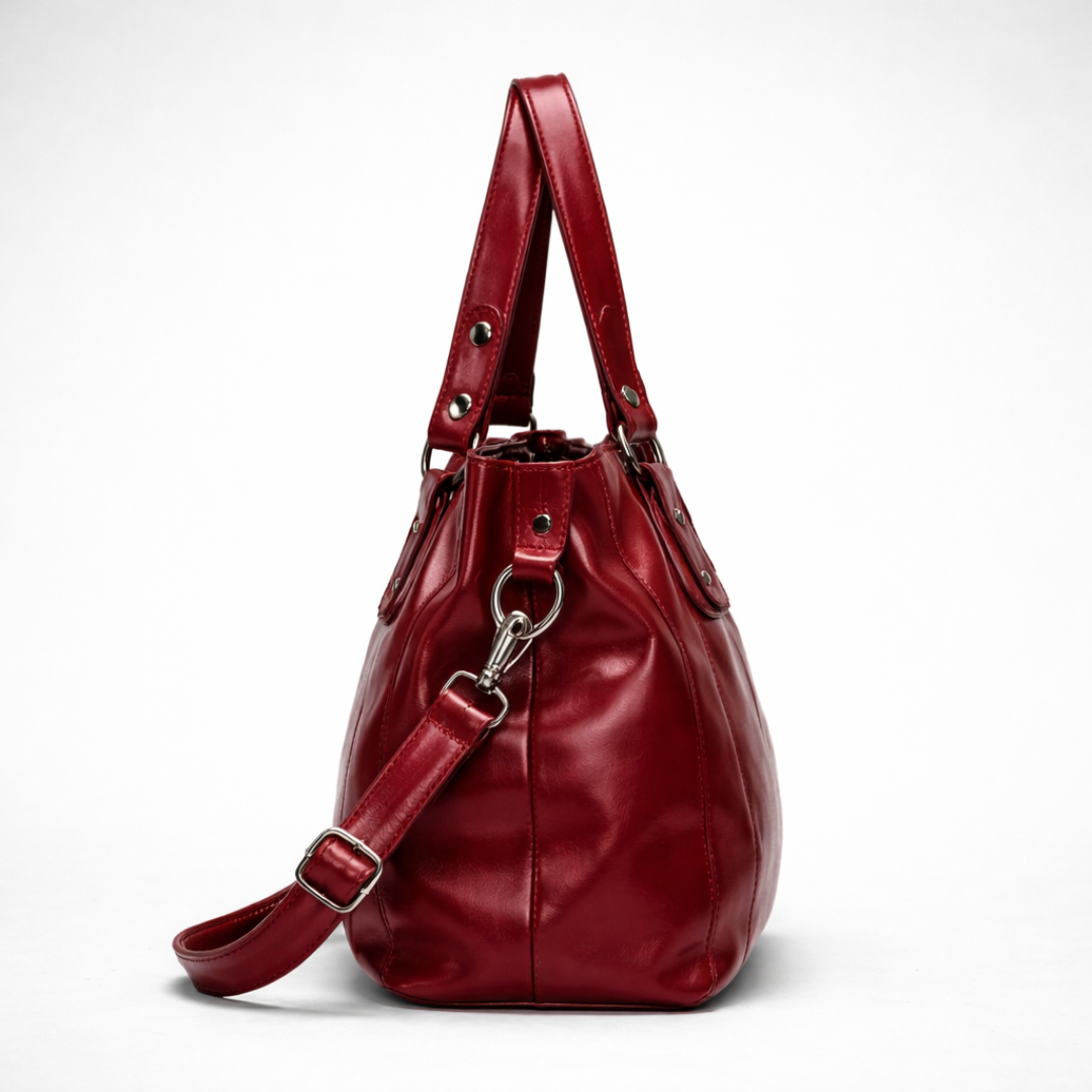 Large red vintage shoulder bag