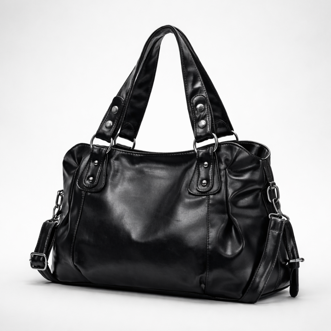 Large black vintage shoulder bag