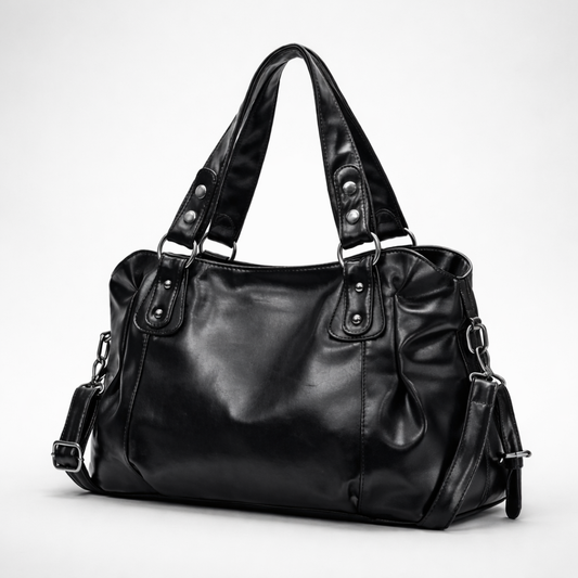Large black vintage shoulder bag