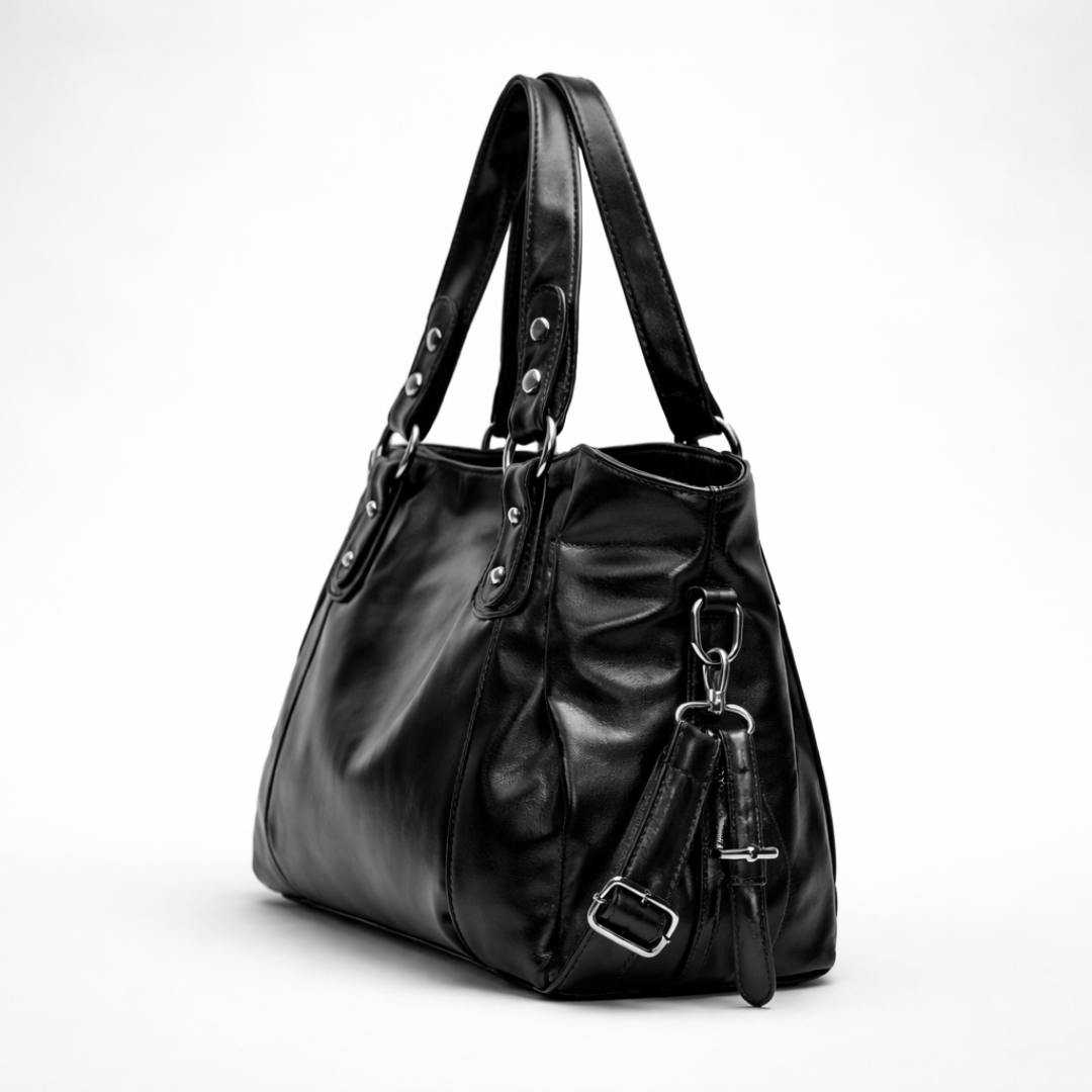 Large black vintage shoulder bag