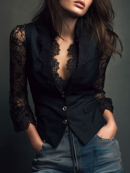 Selina | Bel Vücutlu Şık Dantel Bluz