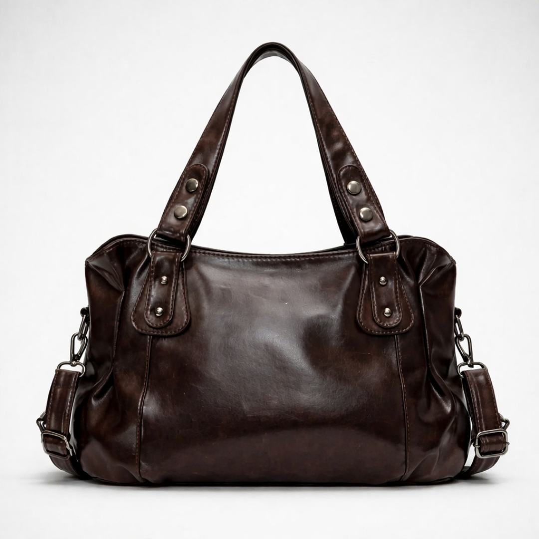 Large coffee brown vintage shoulder bag