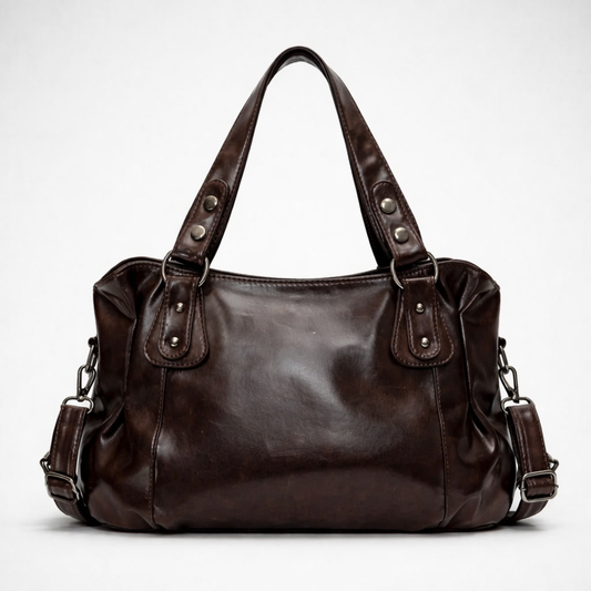 Large coffee brown vintage shoulder bag
