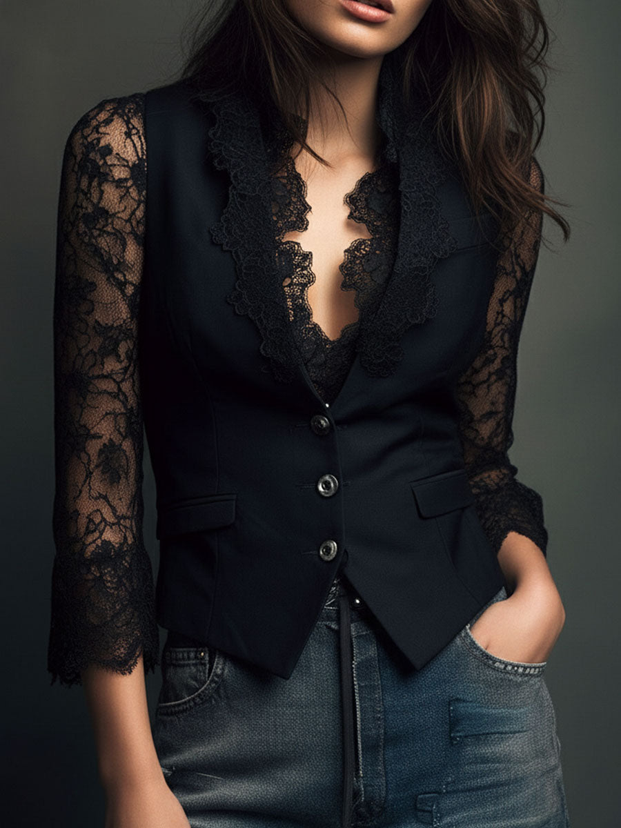 Selina | Bel Vücutlu Şık Dantel Bluz