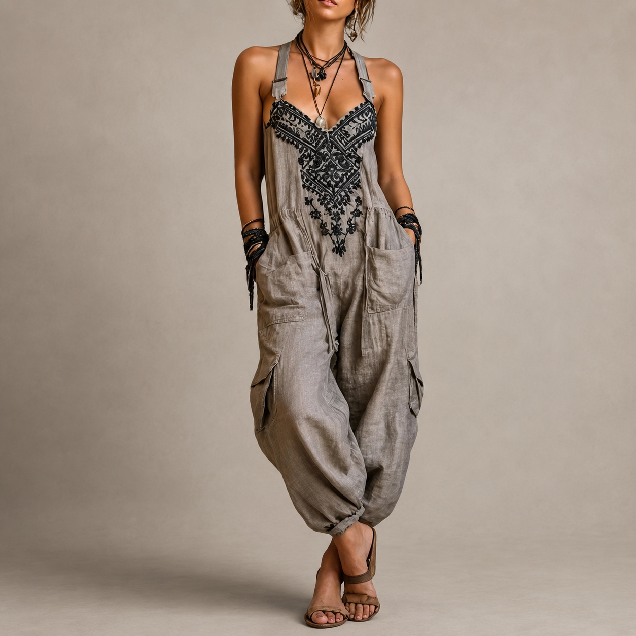 Mathilda | Silk-Look Boho Jumpsuit