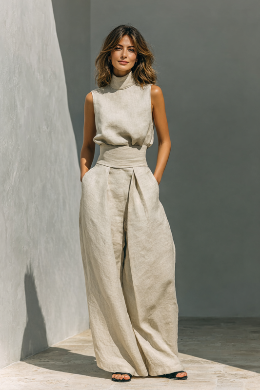 Maria | Geniş Paçalı Minimalist İkili Takım