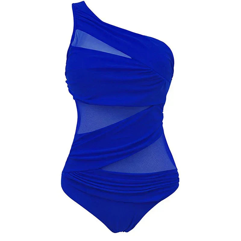 Maren | Ağı Mesh Detaylı Asimetrik Mayo