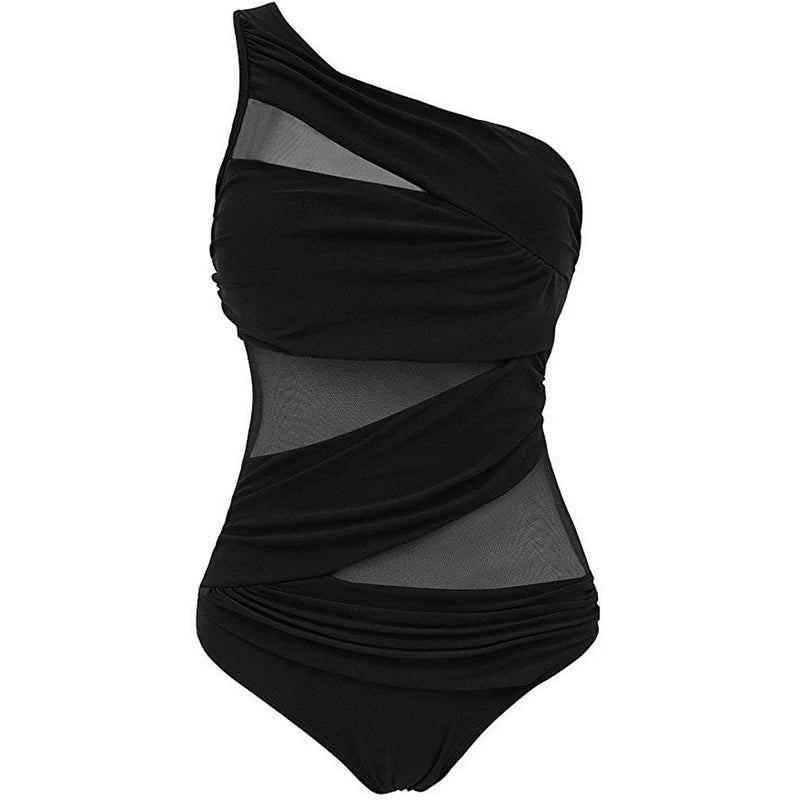 Maren | Ağı Mesh Detaylı Asimetrik Mayo