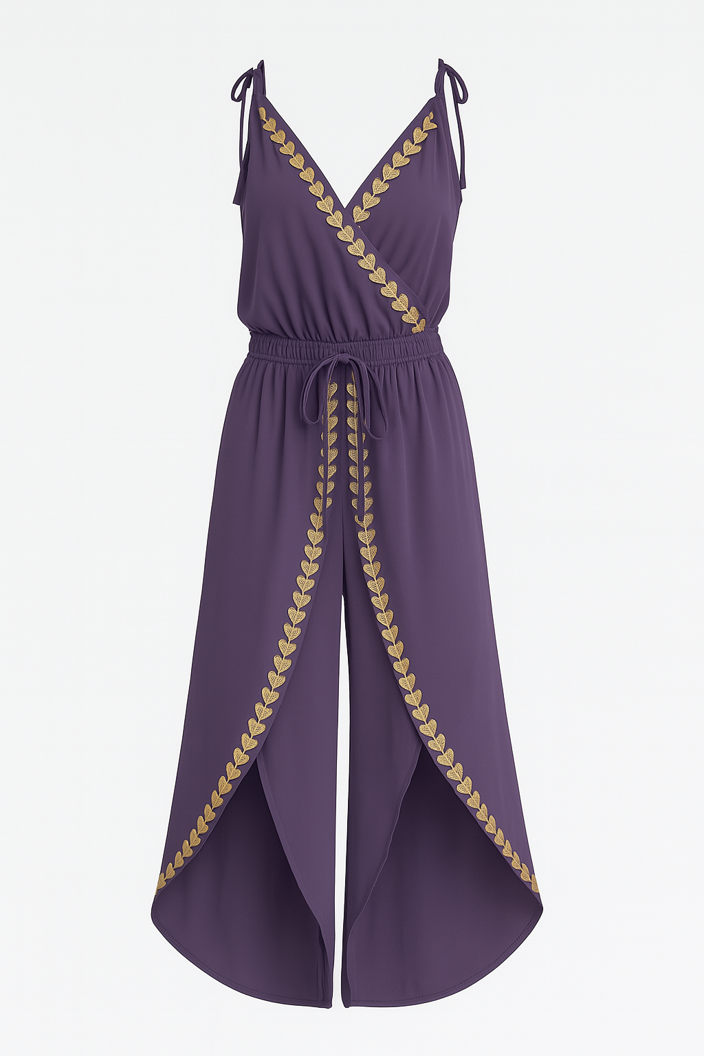 Olivia | Altın Detaylı Eşsiz Jumpsuit ve Bacak Yırtmaçlı